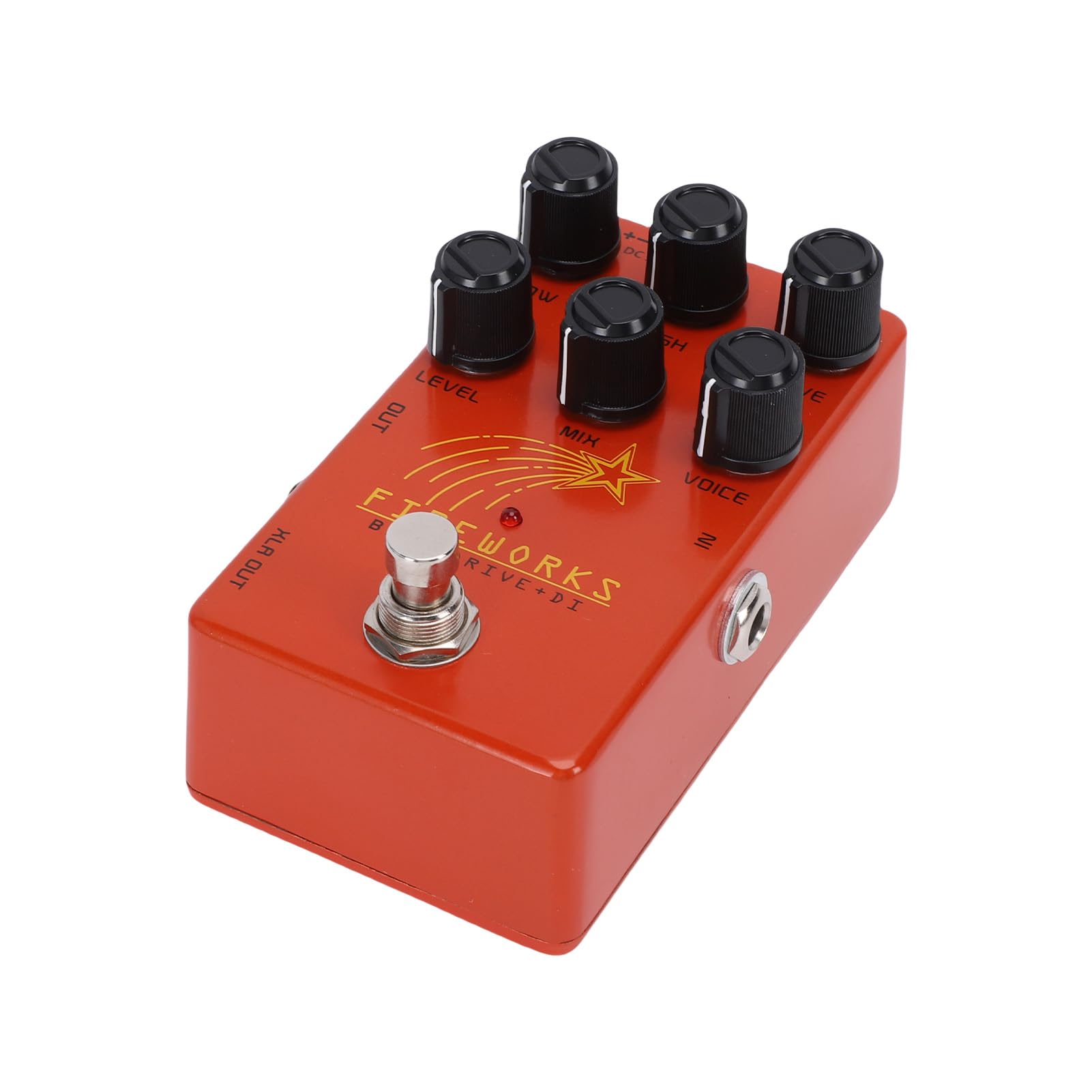 Fabater Bass Drive DI Pedał Symulator Wzmacniacza Lampowego Sterowanie EQ Procesor Efektów Basowych do Prób Nagrywania na Scenie, Metal Czerwony 1 * Pedał Efektów