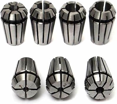 7-Pack ER11 Spring Collet Set 1/16in to 1/4in for CNC Workholding Engraving & Milling Lathe Tool