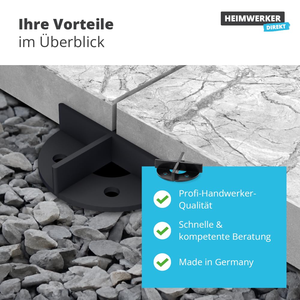 100x Alfa Fugenkreuz mit Bodenplatte 15 mm – Für Terrassenplatten