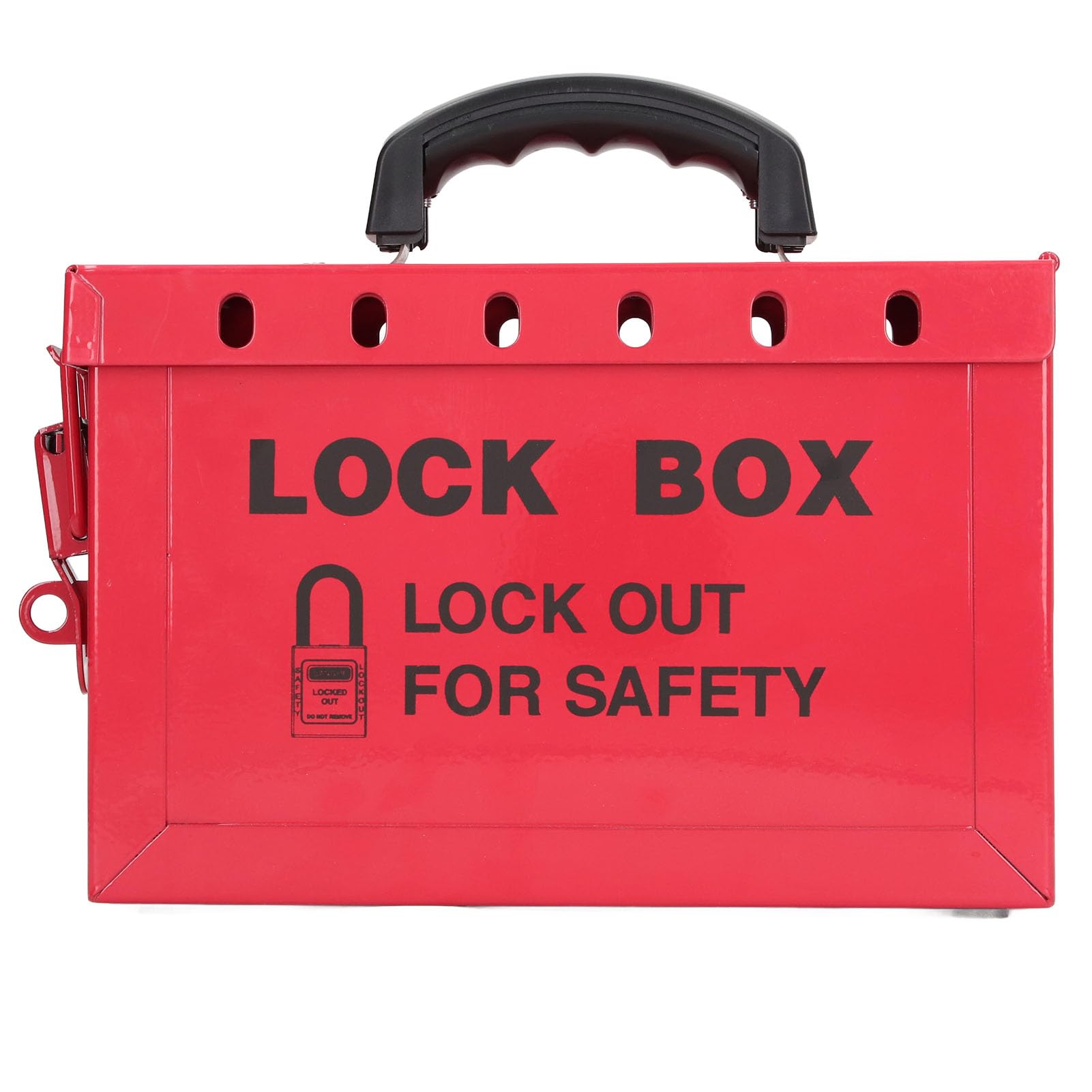 Lockout Tagout Box Stainless Steel Damp Proof Red Lockout Tagout Box with Lock Out Tag Out Station and 12 Locking Holes for Storging and Protecting