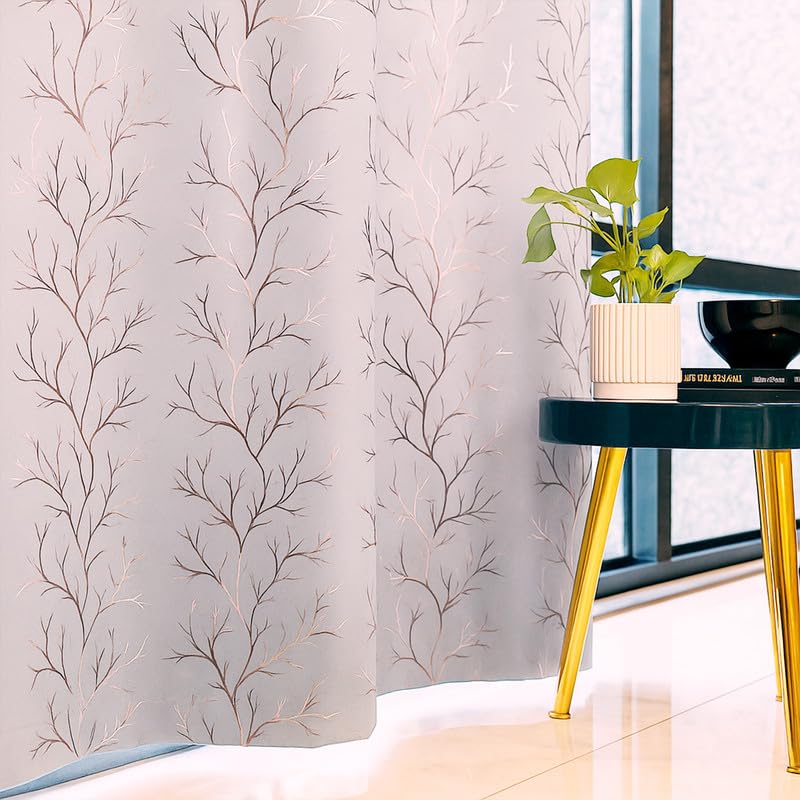 Image of Lighting Printed True Blackout Semi Long Door Curtains 8 Feet Set of 1, Heavy Room Darkening Thermal Insulated Eyelet Parda for Living Room & Bedroom, Curtains with Tie Back(121x243cm, Grey)