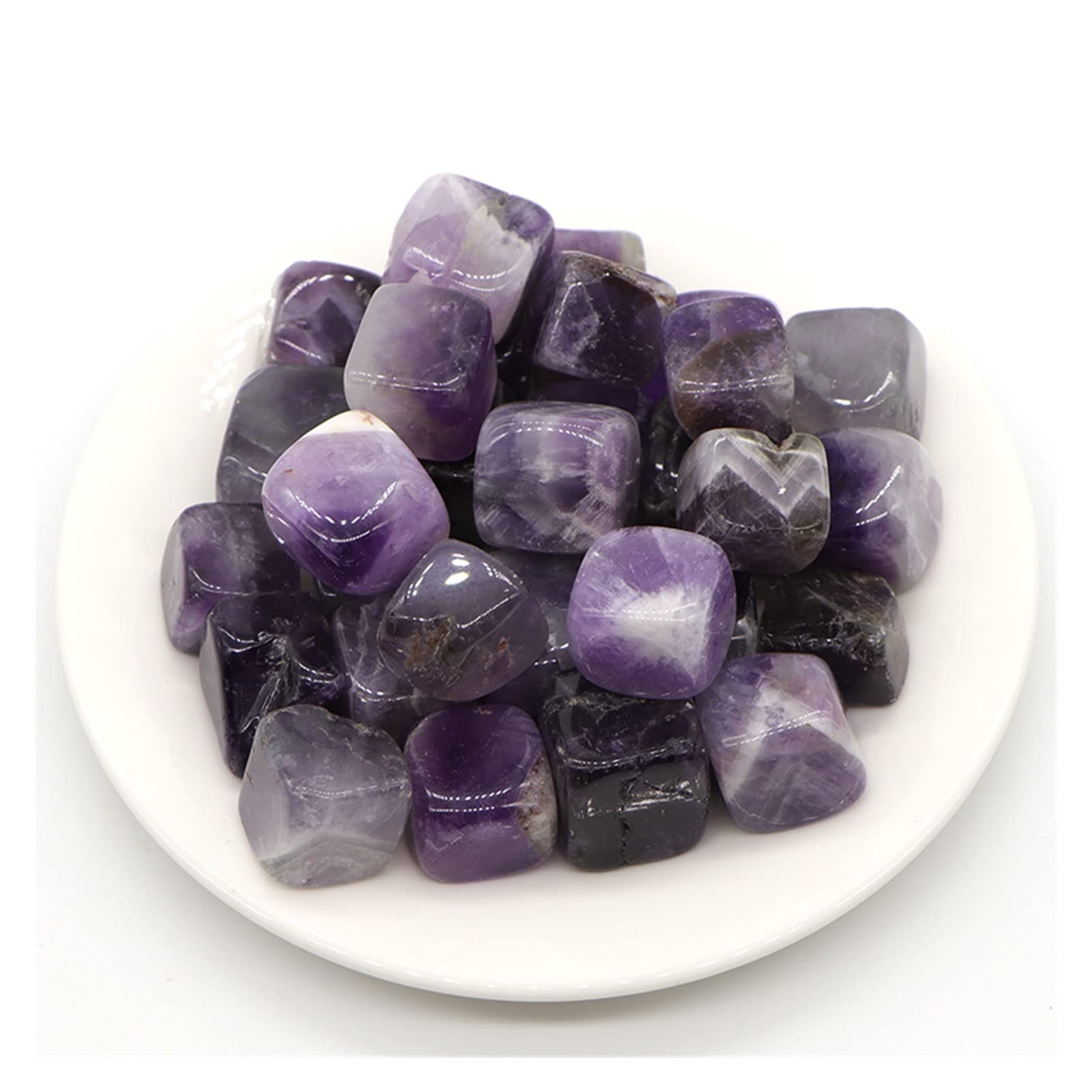 Amethyst Rohstein Natürliche Amethyst Quarzkristalle und Heilsteine Trommelbecher Mineral-Spexte Edelsteine Home Aquarium Dekoration (Color : Amethyst-M, Item Diameter : 500g)