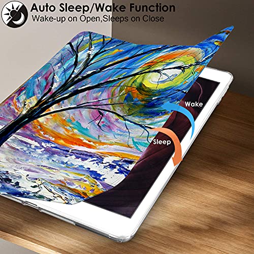Image of DuraSafe Cases for iPad Mini 5 7.9 Inch 2019 [ Mini 5th Gen ] A2133 A2124 A2126 A2125 Printed Smart Trifold Lightweight Soft Silicone Transparent Front & Back Cover - Tree Sculpture Print