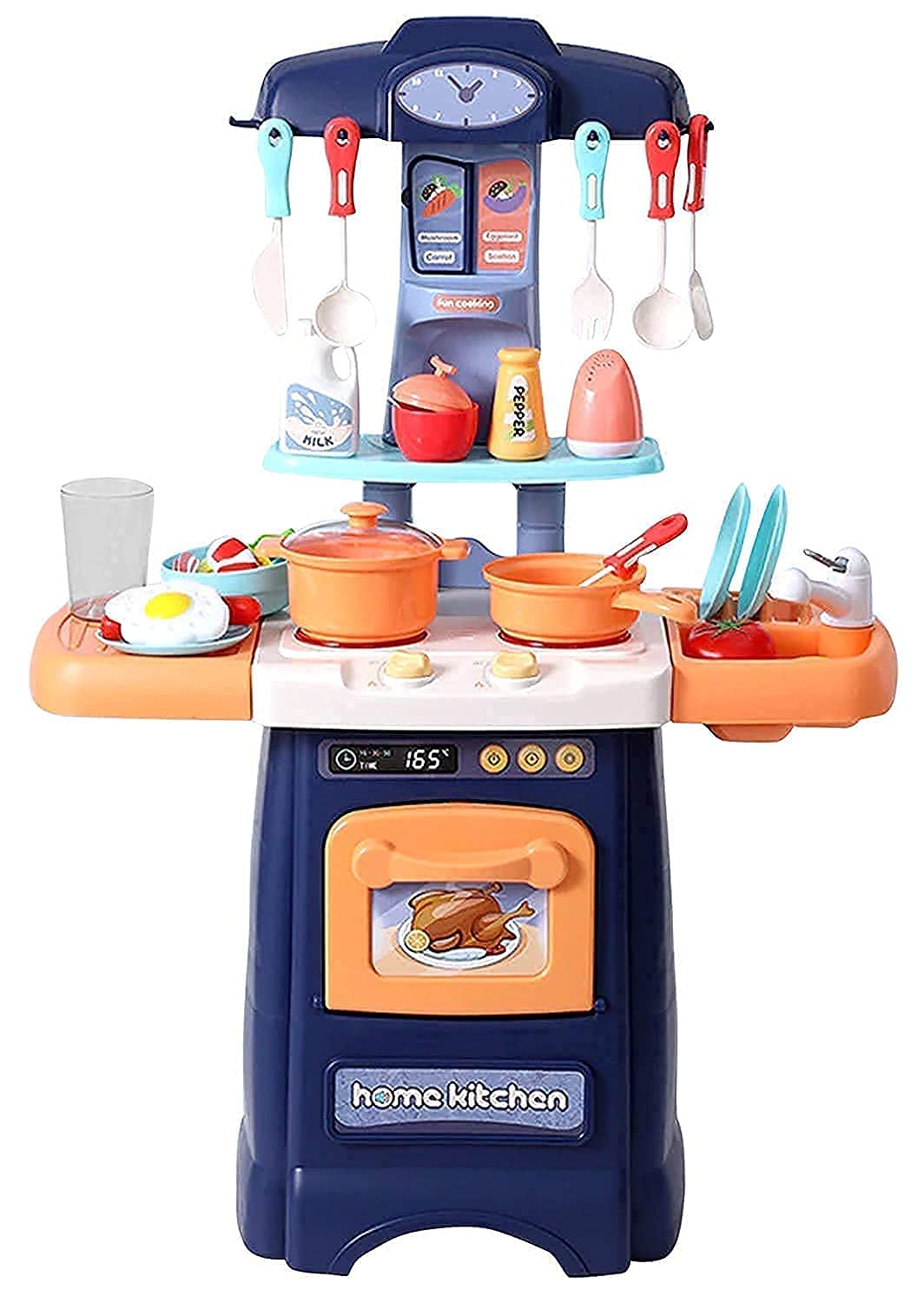 Honestum Big Size Fashion Supermarket Kitchen Set for Kids with Light Sound and Water Effect-29 Piece Set