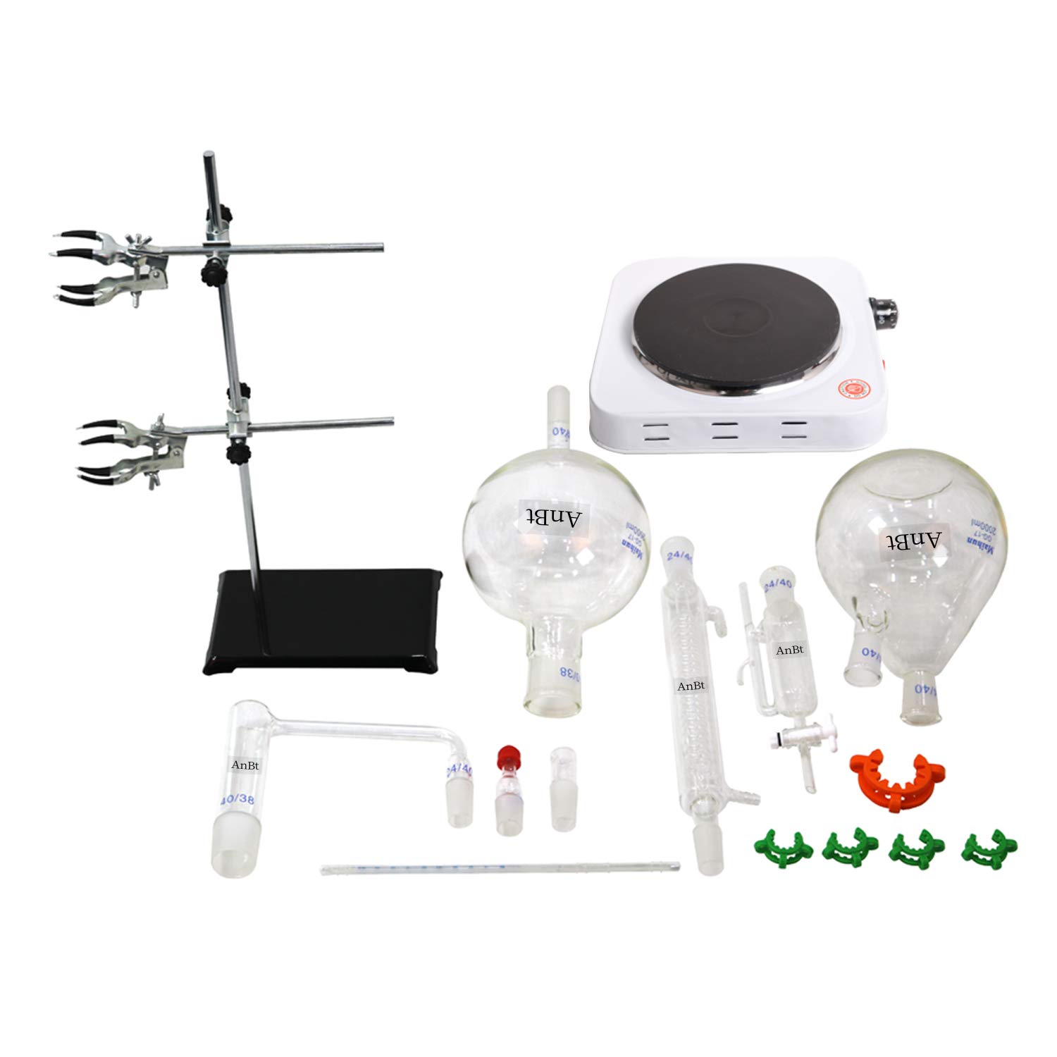 Anbt 2000ml Lab Essential Oil Distillation Apparatus Water Distiller