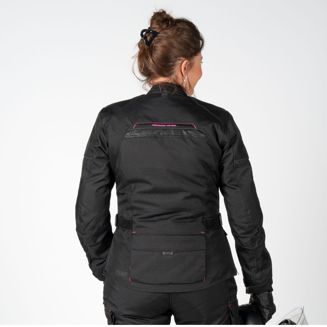 ROADTRIP WOMAN MOTOBLOUZ - Chaqueta de moto con certificación para mujer, color negro y fucsia