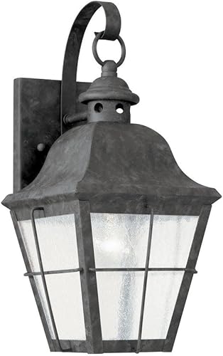 Sea Gull Lighting 8462-46 Chatham - Farol de pared para exteriores con paneles de vidrio sembrado transparente, acabado de bronce oxidado