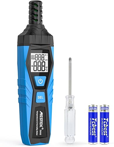 MESTEK Medidor de temperatura y humedad Termómetro higrómetro con ambiente, punto de rocío, bombilla húmeda, sensor de alta precisión mejorado para