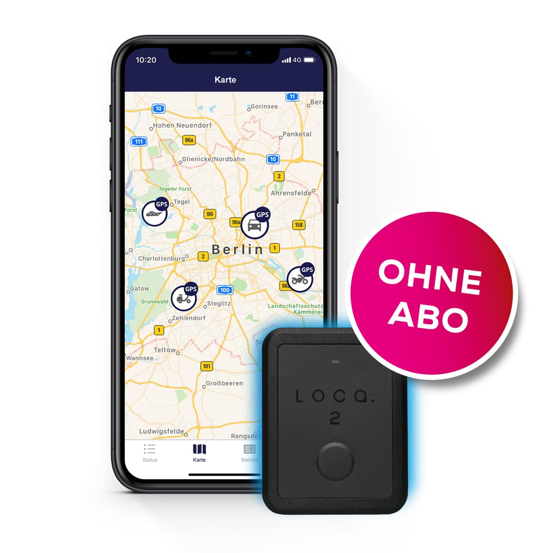Loca 2 GPS-Tracker - Kein Abonnement oder SIM-Karte - 3 Jahre Battereilebensdauer - Wasserdicht - Auto, Motor, Wohnmobil, Fahrrad & Boot - Abdeckung EU + 130 Länder