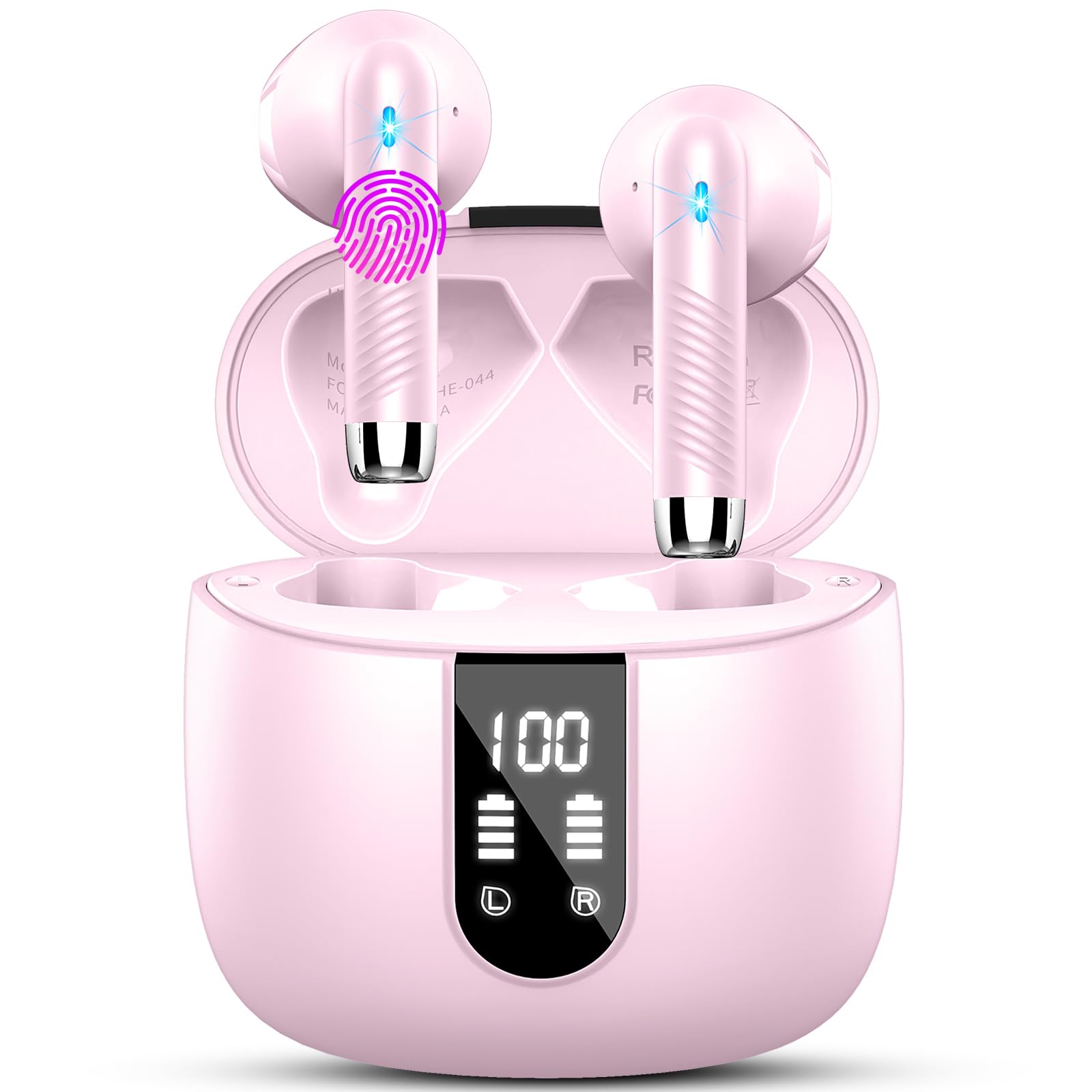 Wireless Earbuds, Bluetooth 5.4 Headphones NEW Wireless Headphones with 4 ENC Mic, 56H Bluetooth Earphones in Ear Noise Cancelling Deep Bass, Mini Ear Buds Bluetooth Earbuds IP7 Waterproof LED Display