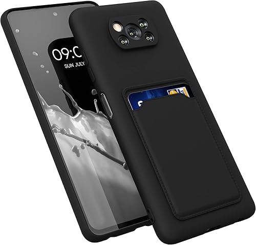 Miniatura 8 de kwmobile Funda compatible con Xiaomi Poco X3 NFCPoco X3 Pro - Funda de TPU con tarjetero de crédito - Negro mate