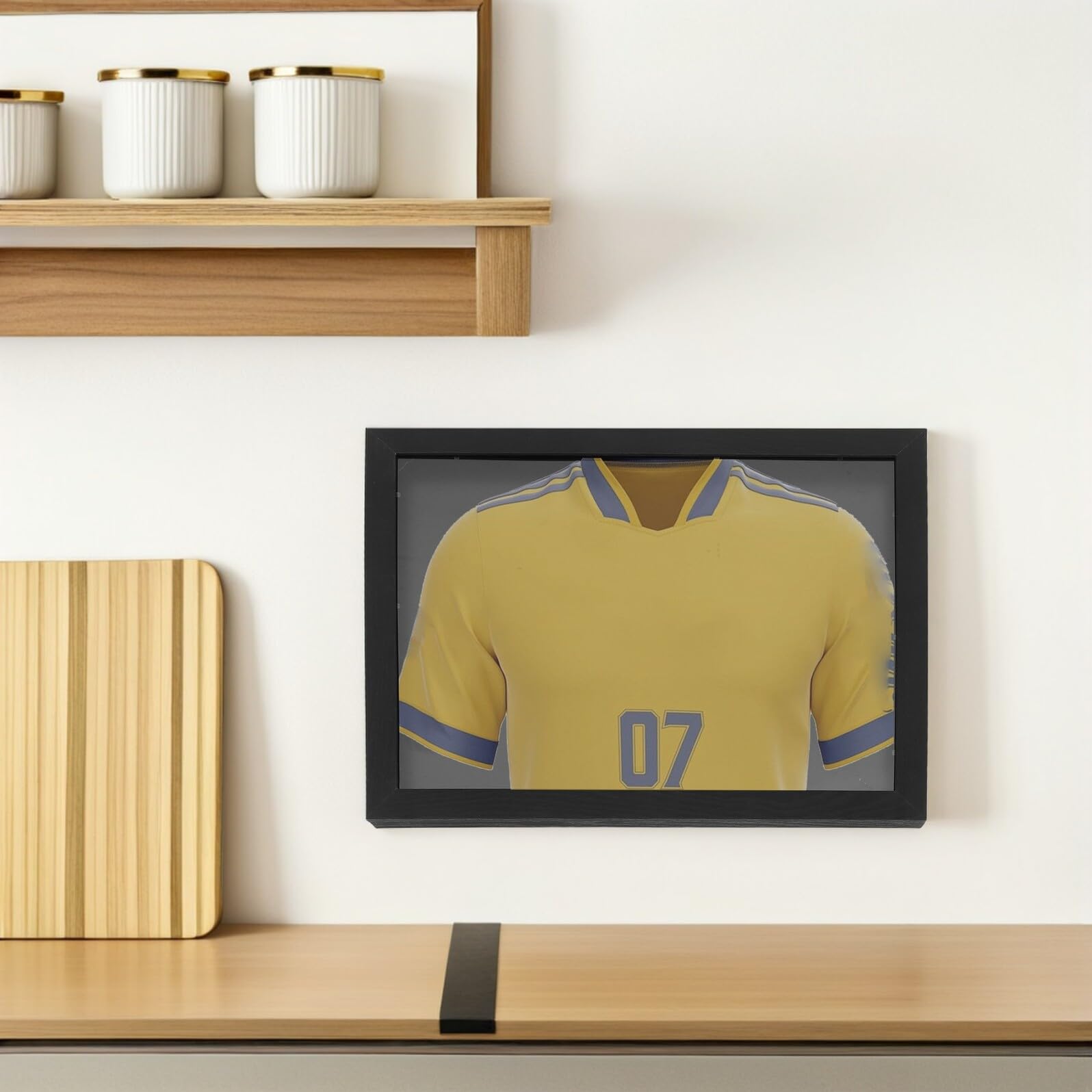 Holibanna Cornice per Maglia Calcio in Legno Nero 14x18 Protezione Eccellente e Facile Installazione, per Esposizione in Soggiorno o Camera