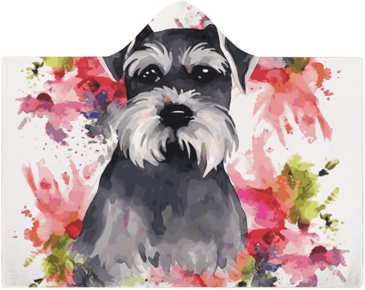 Schnauzer Wearable Fleece Blanket with Hood for Men & Women Oversized Hoodie Blanket Soft Cozy Gift-