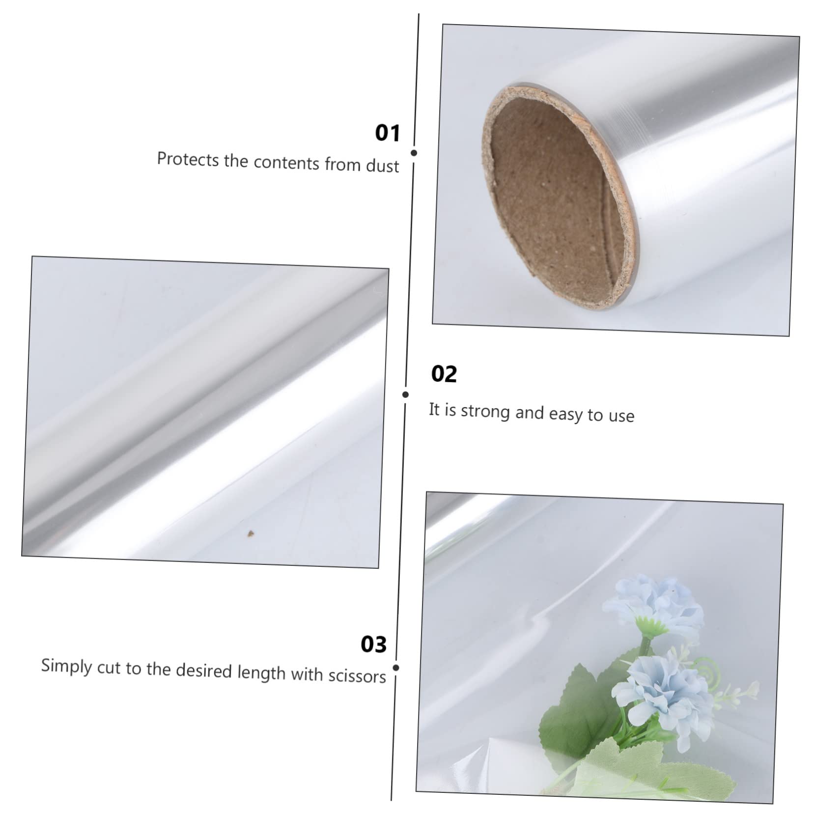 iplusmile Rollo Material Bopp de Celofán Transparente para Envolver Flores y Regalos Protección contra Suciedad y Humedad Adecuado para Envoltura de Obsequios