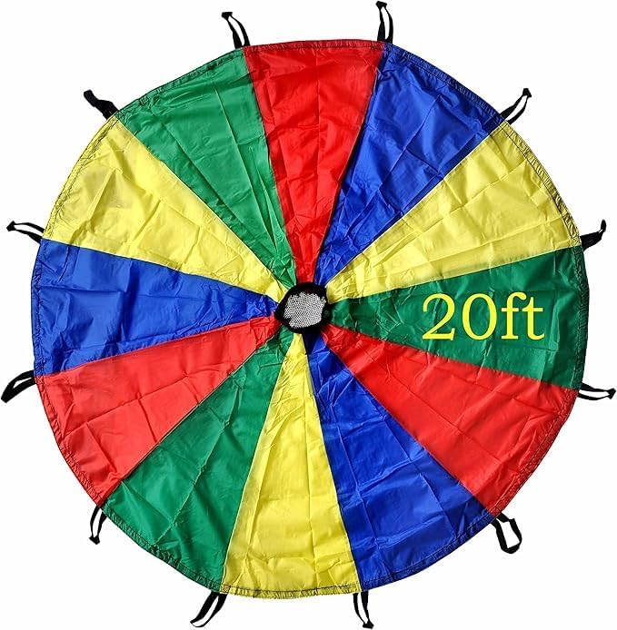 GSi Kids Play Parachute 12-20 ft Rainbow Parachute Toy