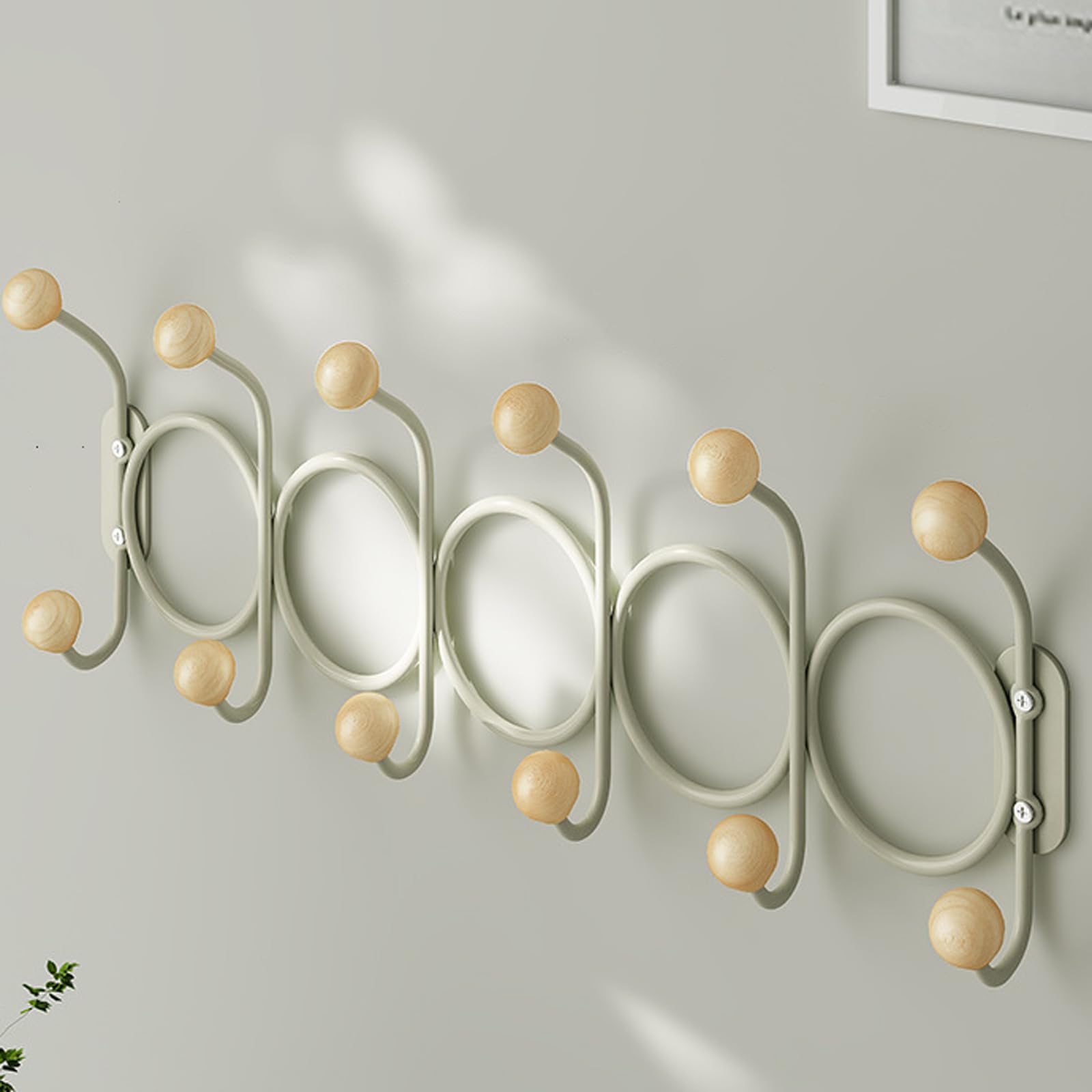 Appendiabiti da Parete Metallo,Attaccapanni da Muro Moderno,Ganci Appendiabiti,Bianco/Nero/Verde,Decorazione della di Casa,con 12 Ganci,per Cameretta,Ingresso,Cucina,Bagno