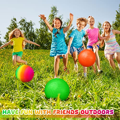 Vinsot 12 Pack 8.5 Inch Playground Balls Kickball Bulk, Bouncy Balls for Kids Inflatable Bouncing Handball with Hand Pump for Indoor Outdoor Games(Mixed Color)