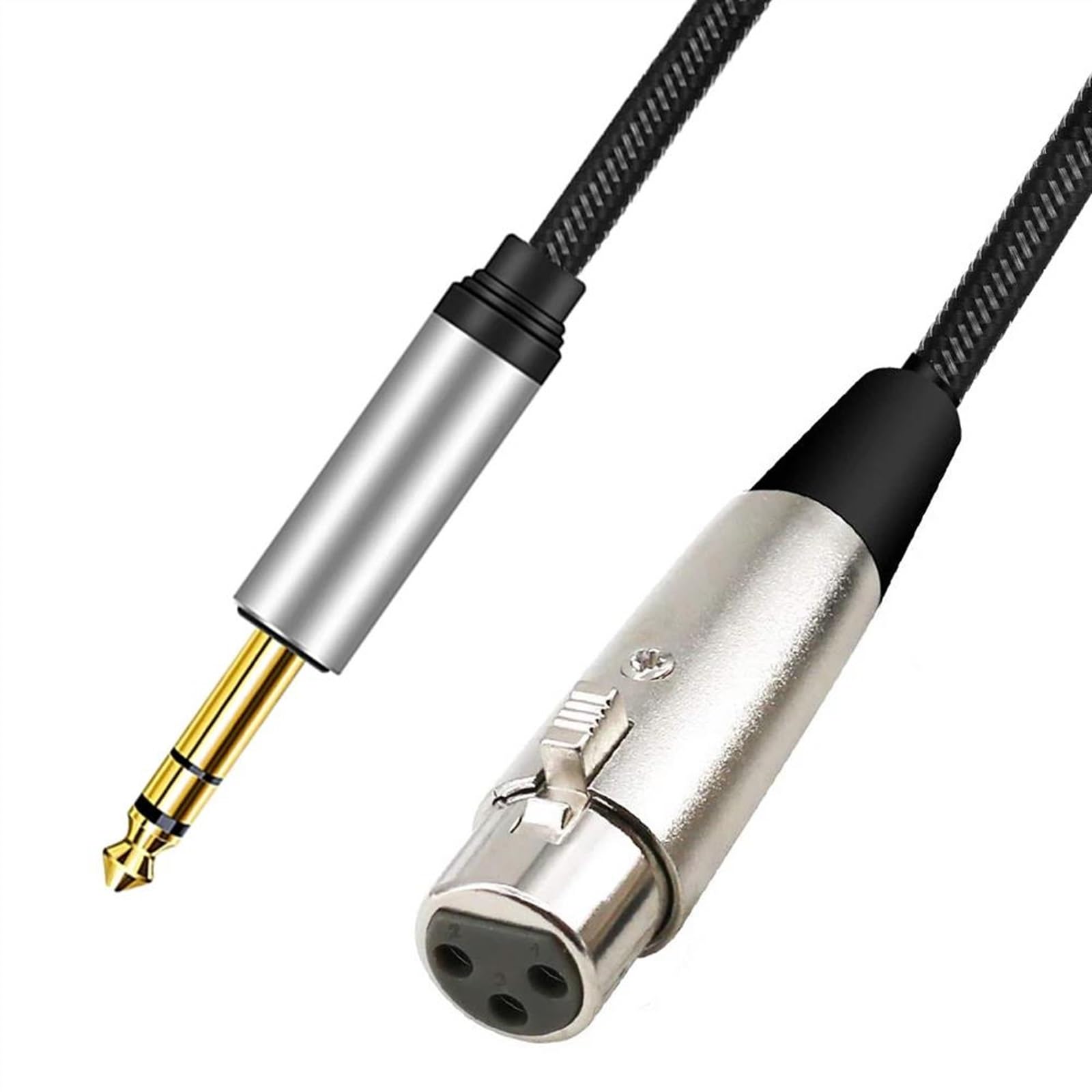 Kabel Audio Do Gitary (3-pinowy) do 1/4" 6,5 mm męski na żeński stereofoniczny zbalansowany kabel do głośników mikrofonu gitarowego (Size : 2m)