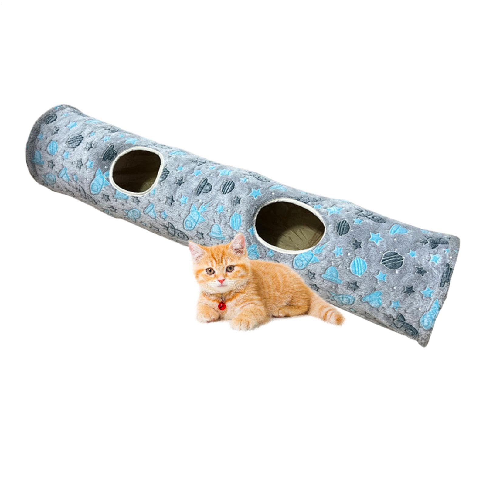 Cat Tubes and Tunnels - Glowing in The Dark Long Cat Tunnel | Cat Bag Toy, Entertaining Cat Toys, Cat Play Tunnel Toy, Straight Crinkle Tunnel for Indoors and Outdoors
