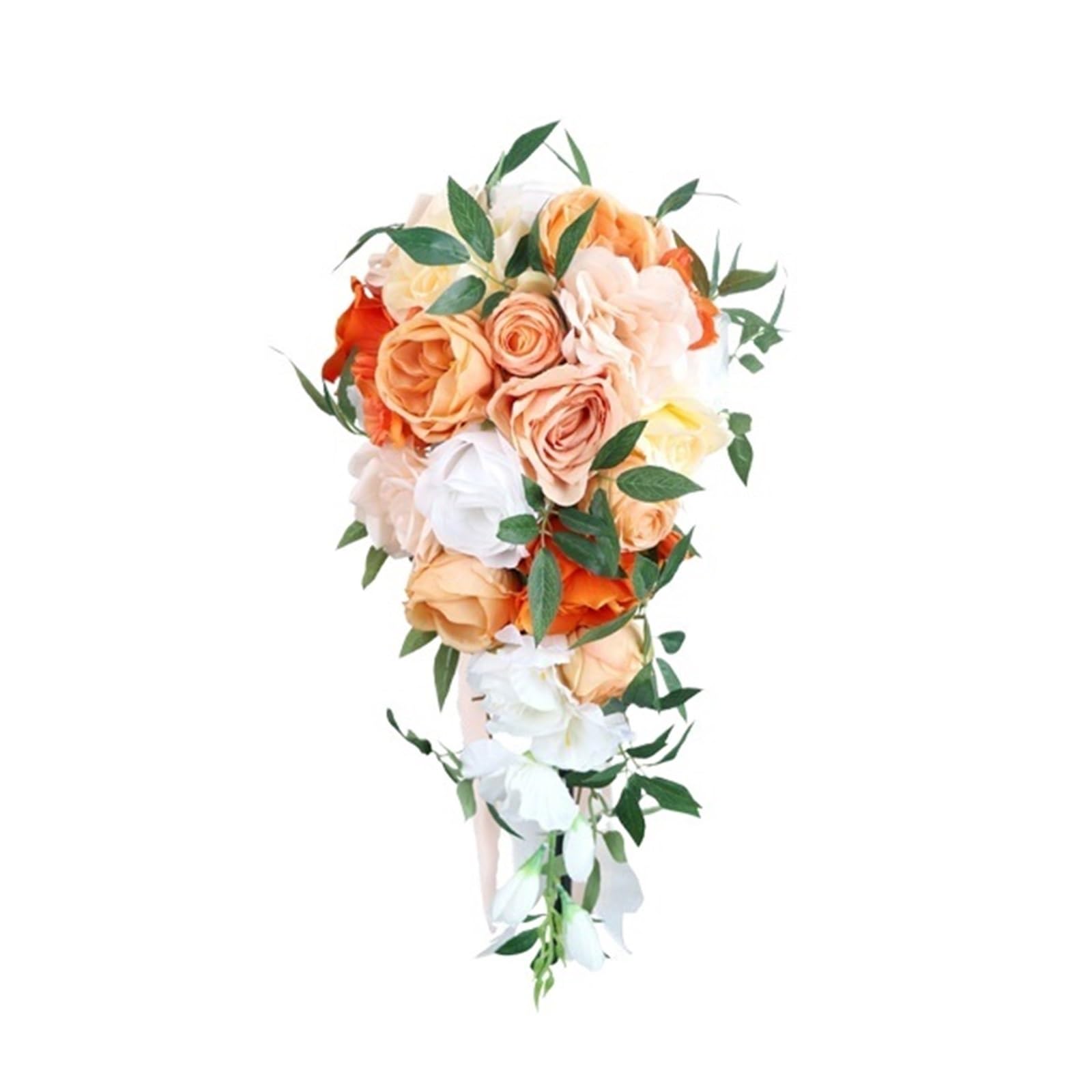 Gijmzy Orange Casading Wedding Bouquets For Bride Handmade Silk