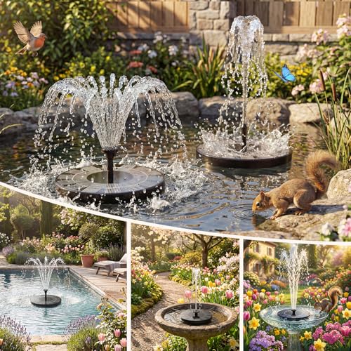 AISITIN Solar Fountain Pump 2.5W with Four supports & 6 Nozzles