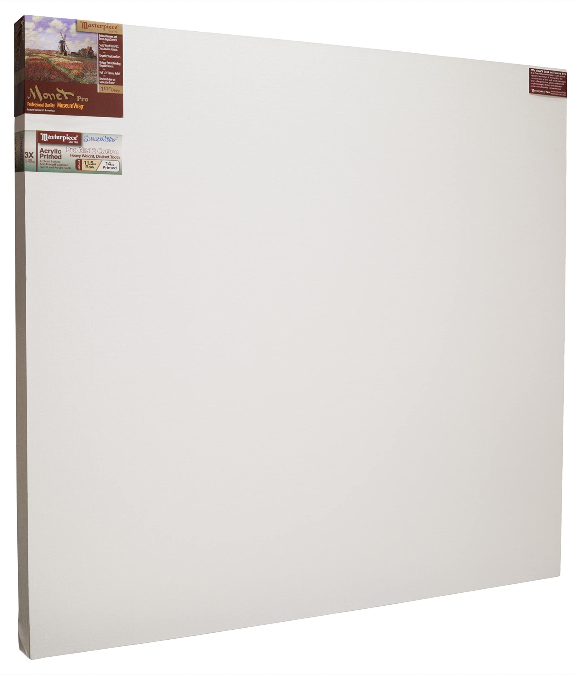MASTERPIECE Z1MS-4759 Monet Pro 1.5" Deep Sausalito Heavy Weight and Texture 14 oz Cotton Stretched Canvas 47" x 59" White