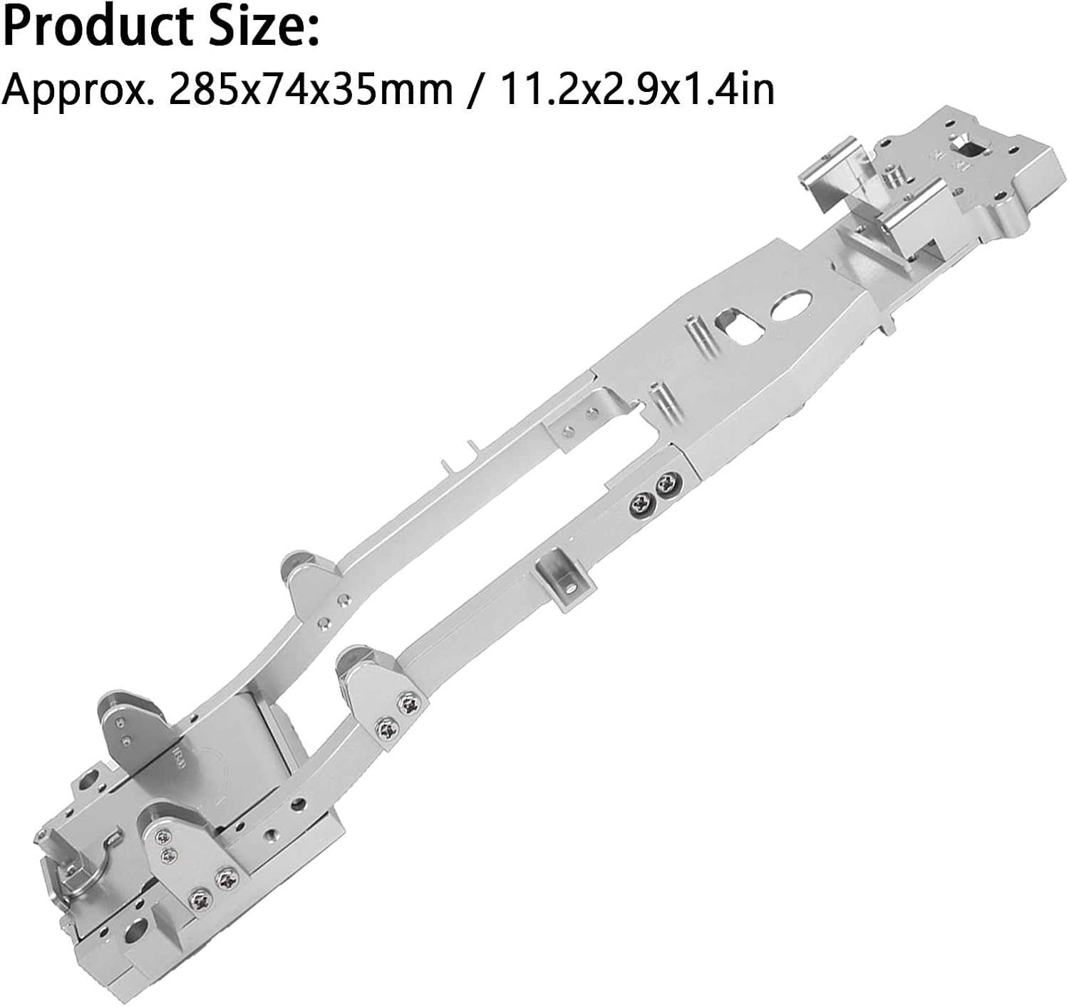 RC Chassis Frame, Aluminium Alloy RC Model Chassis Frame 285x74x35mm Metal Chassis Frame RC Chassis Frame for D12 1:10 RC Truck Car RC Car Part (Silver)