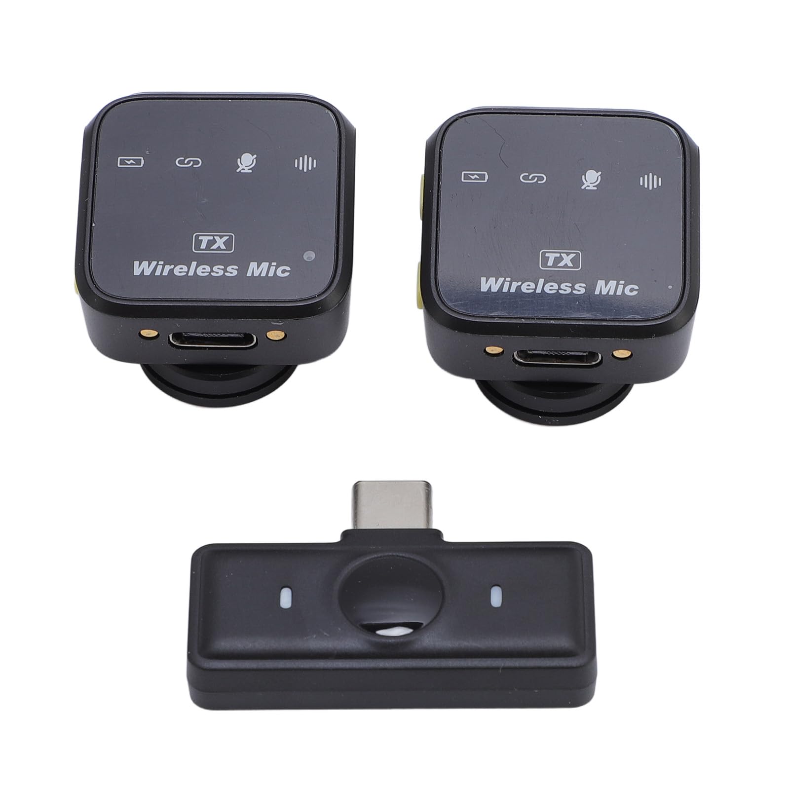Micrófono Lavalier Inalámbrico, Micrófono Lavalier Profesional 2.4G con Estuche de Carga 2 TX 1 RX para Transmisión en Vivos Grabación de Video Karaoke