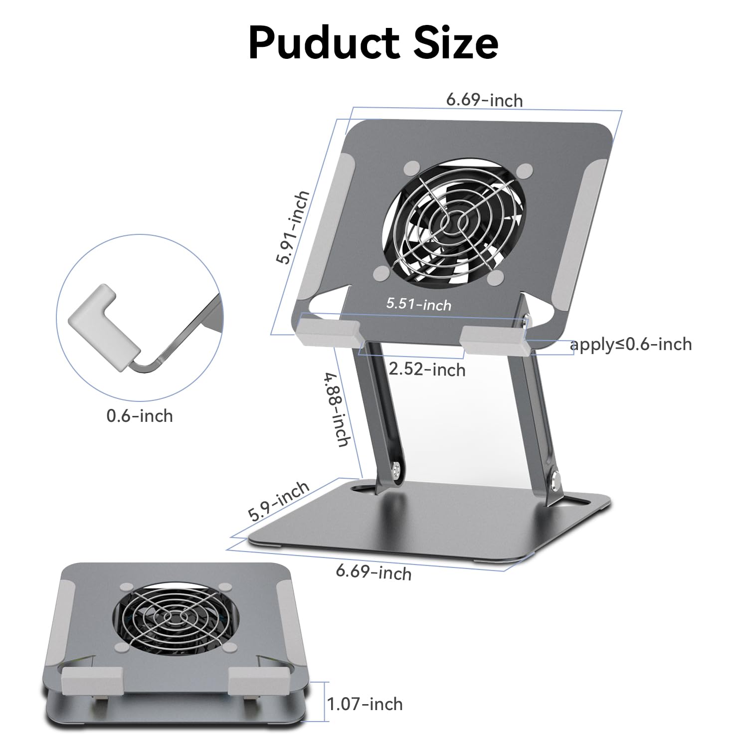 Supporto per tablet con ventola di raffreddamento