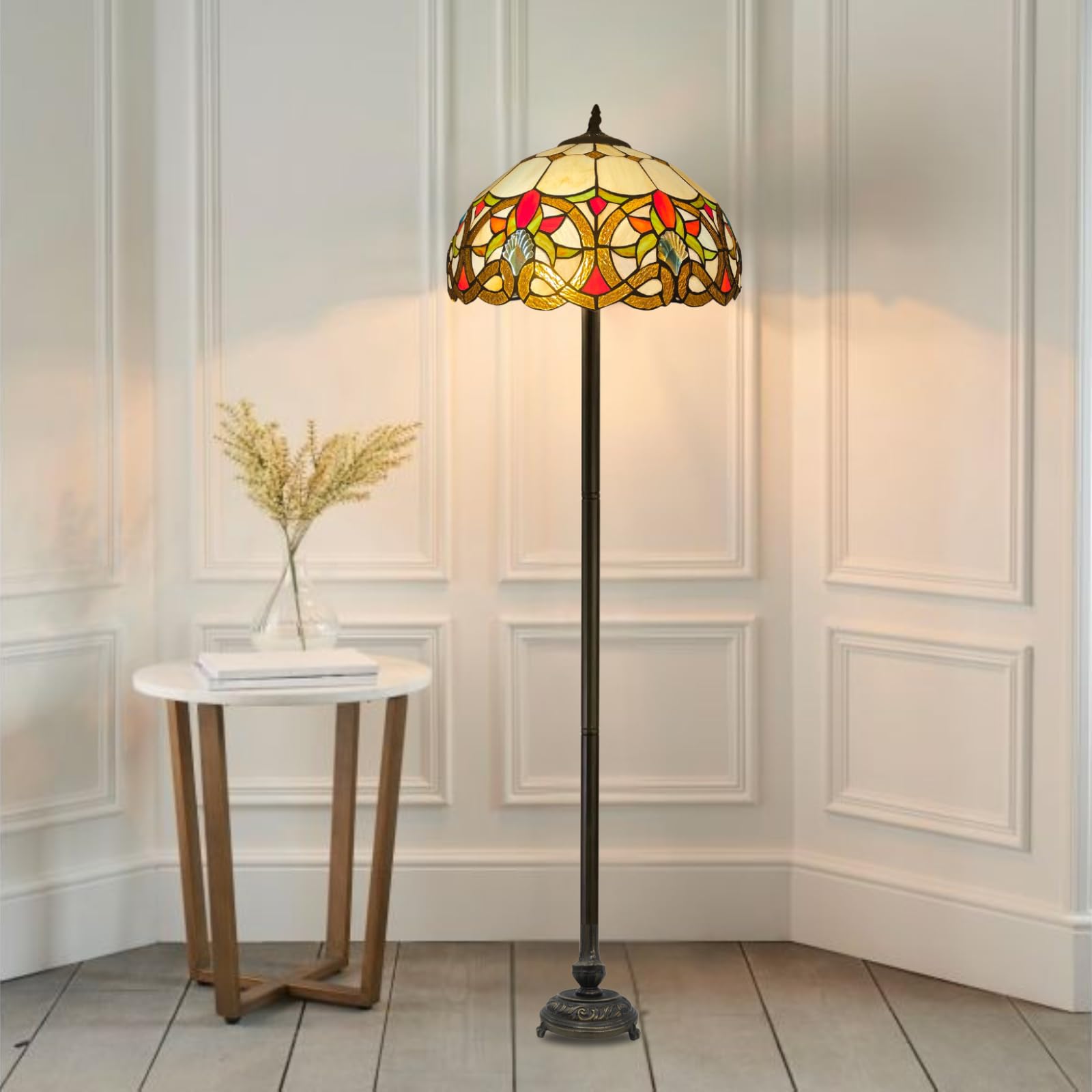 TIFFORA Tiffany Style Dragonfly Floor Lamp, Blue Stained Glass Floor Lamp for Bedroom Living Room, 66.25 Inch Tall (TFF(L)-1650)