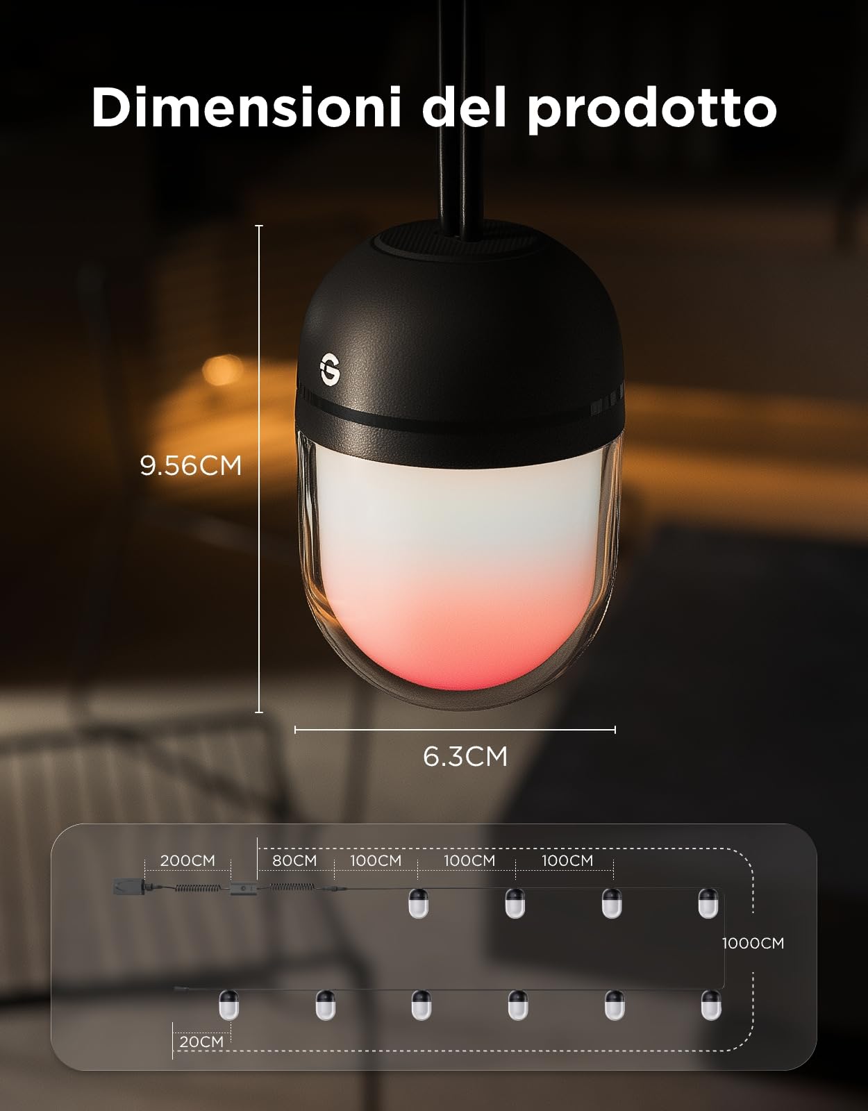 Govee Catena Luminosa Esterna 10M, RGBICW 240lm per LED, App Controllo,IP67 | 16M Colori DIY, 111+ Modalità Scena, Sync Musica, Matter/Alexa/Google, 30000h, Install. Facile, Giardino/Balcone/Terrazza