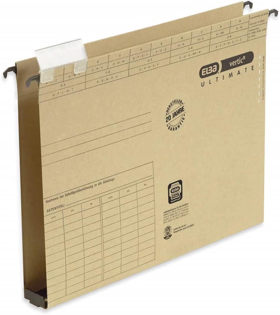 Elba Vertic Ultimate 85446 Suspension File with Side Opening Plastic Base for 580 A4 Sheets with 3 cm Plastic Base Natural Brown