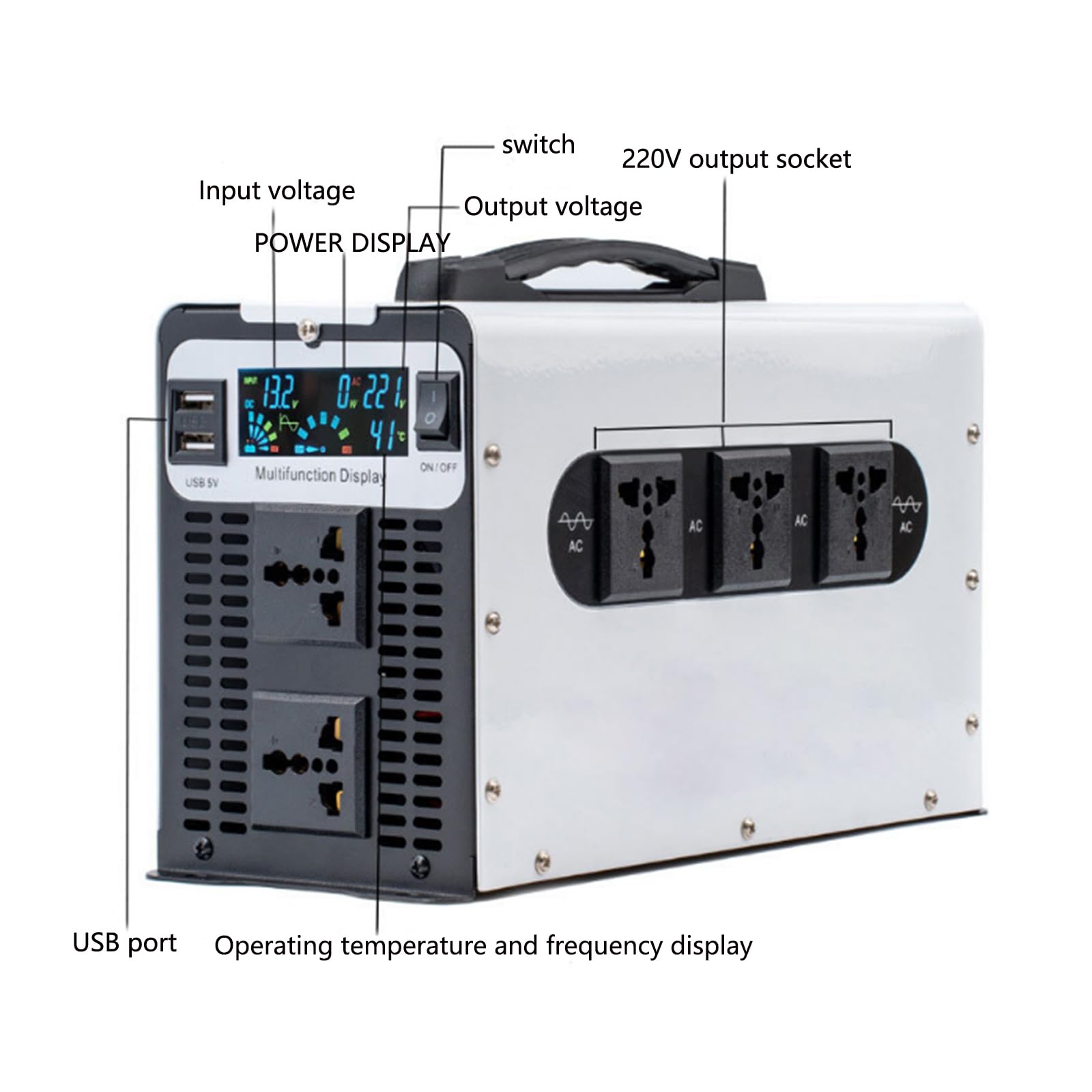 Przenośny falownik sinusoidalny 1500 W, DC 12 V, 24 V, 48 V, 60 V, 72 V na 110 V 230 V Power Solarny przetwornica napięcia do samochodów ciężarowych, kamperów, falownik solarny, 60