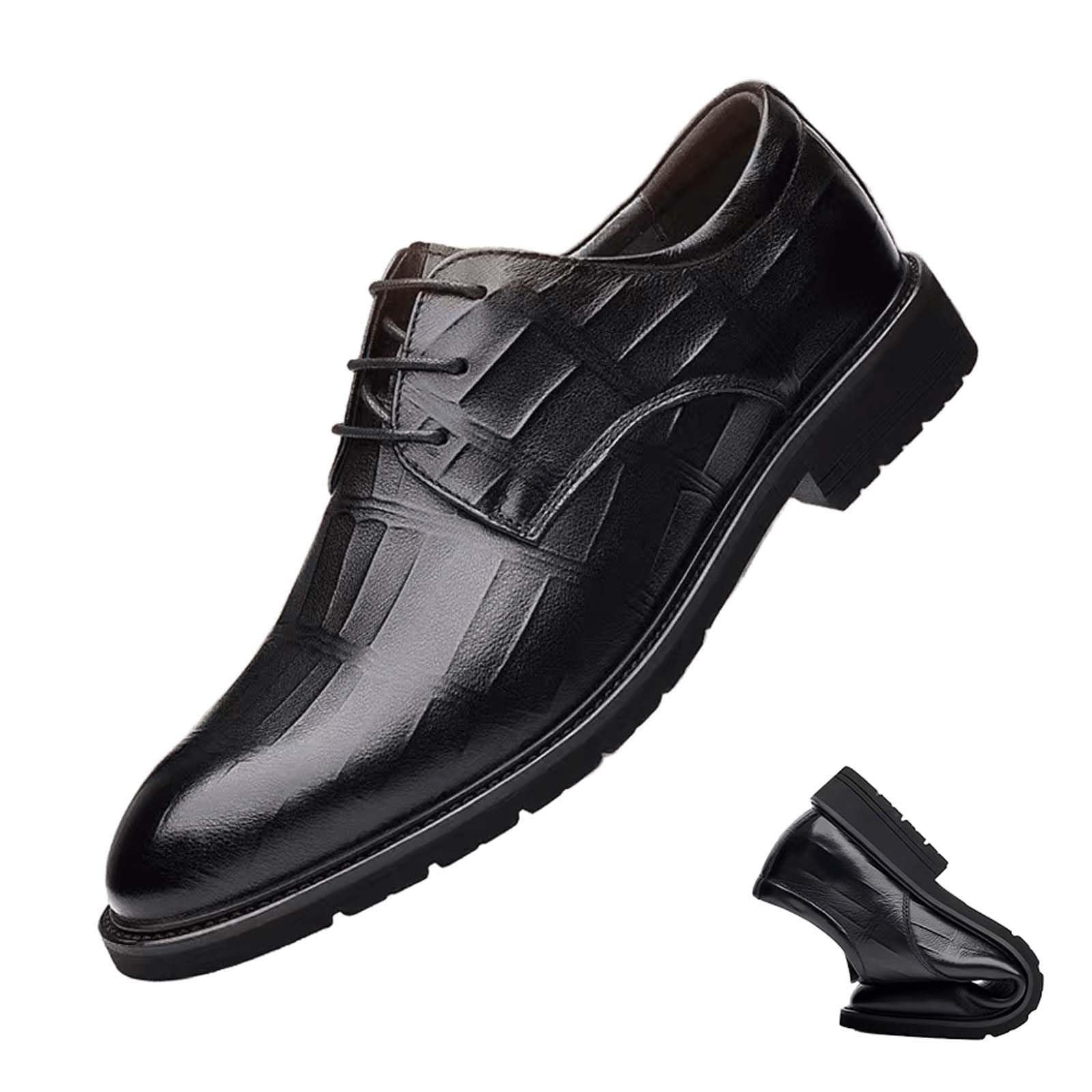 Mens Casual Dress Oxfords Modern Classic Black Formal Shoes Lace Up Round Toe Shoes for Business Work Daily