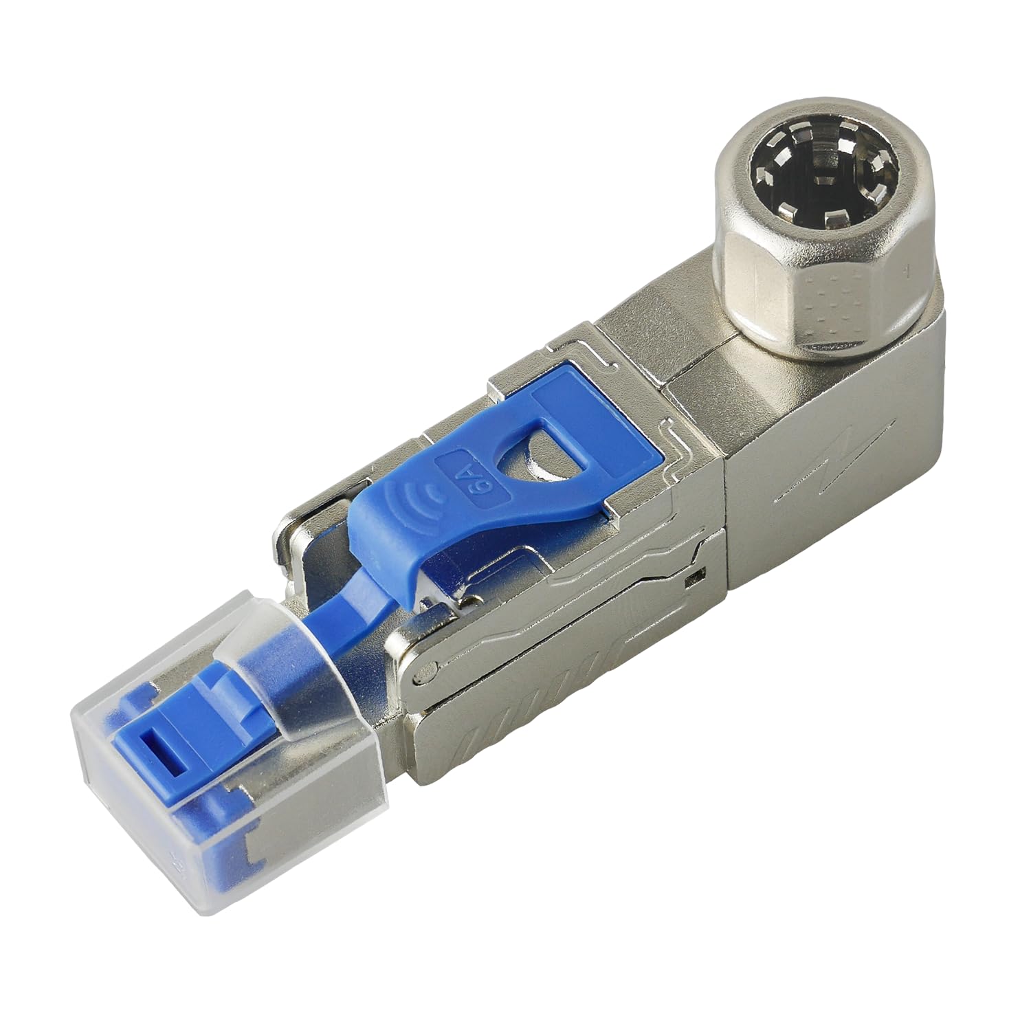 AIXONTEC 4 Stück RJ 45 Stecker Winkeladapter in 4 Winkel verstellbar Cat 6A Crimp Steckverbinder gewinkelt Werzeuglos für Cat.7 Verlegekabel LAN Netzwerk Anschluss 10 Gbit/s