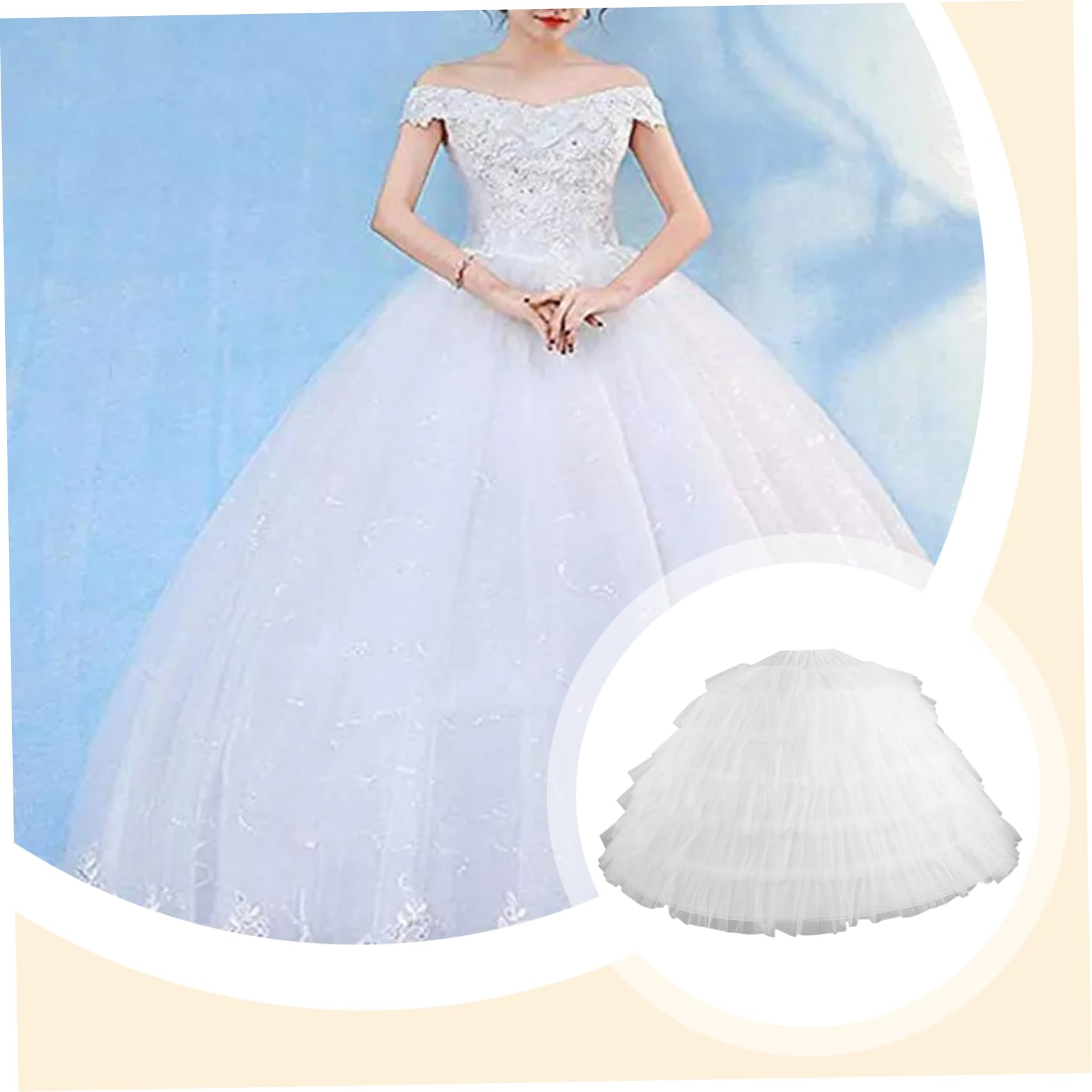 Jupon pour Filles Jupon à 6 cerceaux en Tulle de 109 cm de Long pour Femmes sous Robe mariée à cerceaux Ajustables