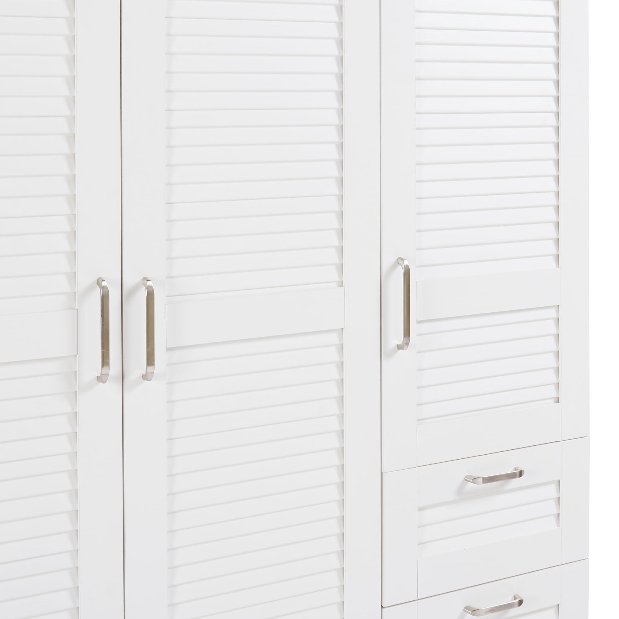 [en.casa] Armadio Guardaroba per Camera da Letto Armadio Chiuso con Ante a Persiana Scomparti Cassettiera Asta Appendiabiti 176 x 120 x 52 cm MDF - Bianco