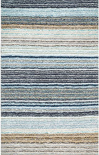 Image of Classie Ombre Pattern Fur Rectangular Carpet, 6X8 Feet, Teal Mixture