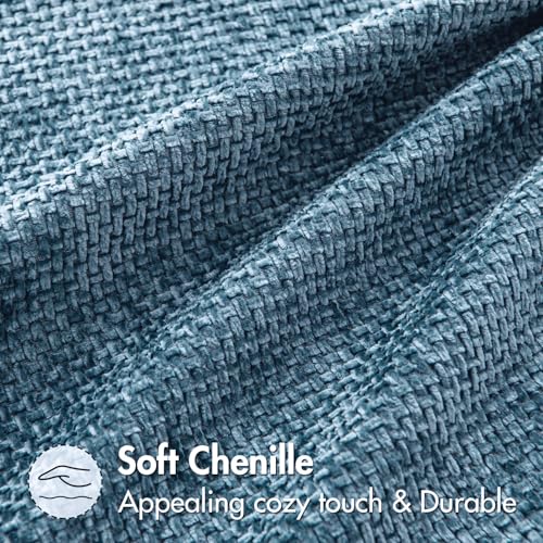 Image of MIULEE Pack of 2 Blue Throw Pillow Covers 20x20 Inch Coastal Summer Modern Boho Accent Decorative Pillow Covers Soft Chenille Farmhouse Cushion Covers for Home Decor Couch Bed Sofa Living Room