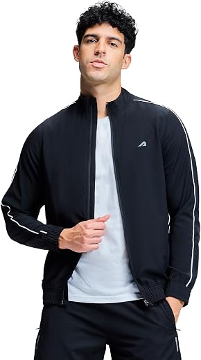 Boldfit Jacket for Men Lightweight Quick Dry Polyester Raglan Sleeve Reflective Running Sports Jacket for Men Full Zip Gym...