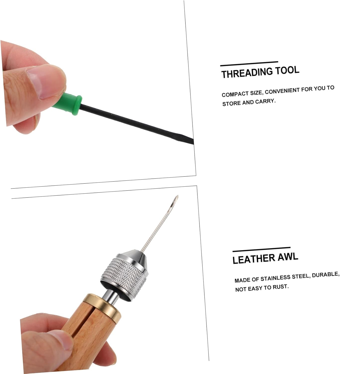 HOODANCOS Handmade Leather Sewing Tool Kit DIY Leather Craft Supplies Sewing Awl Needles Wax String Screwdriver for Bag Repair