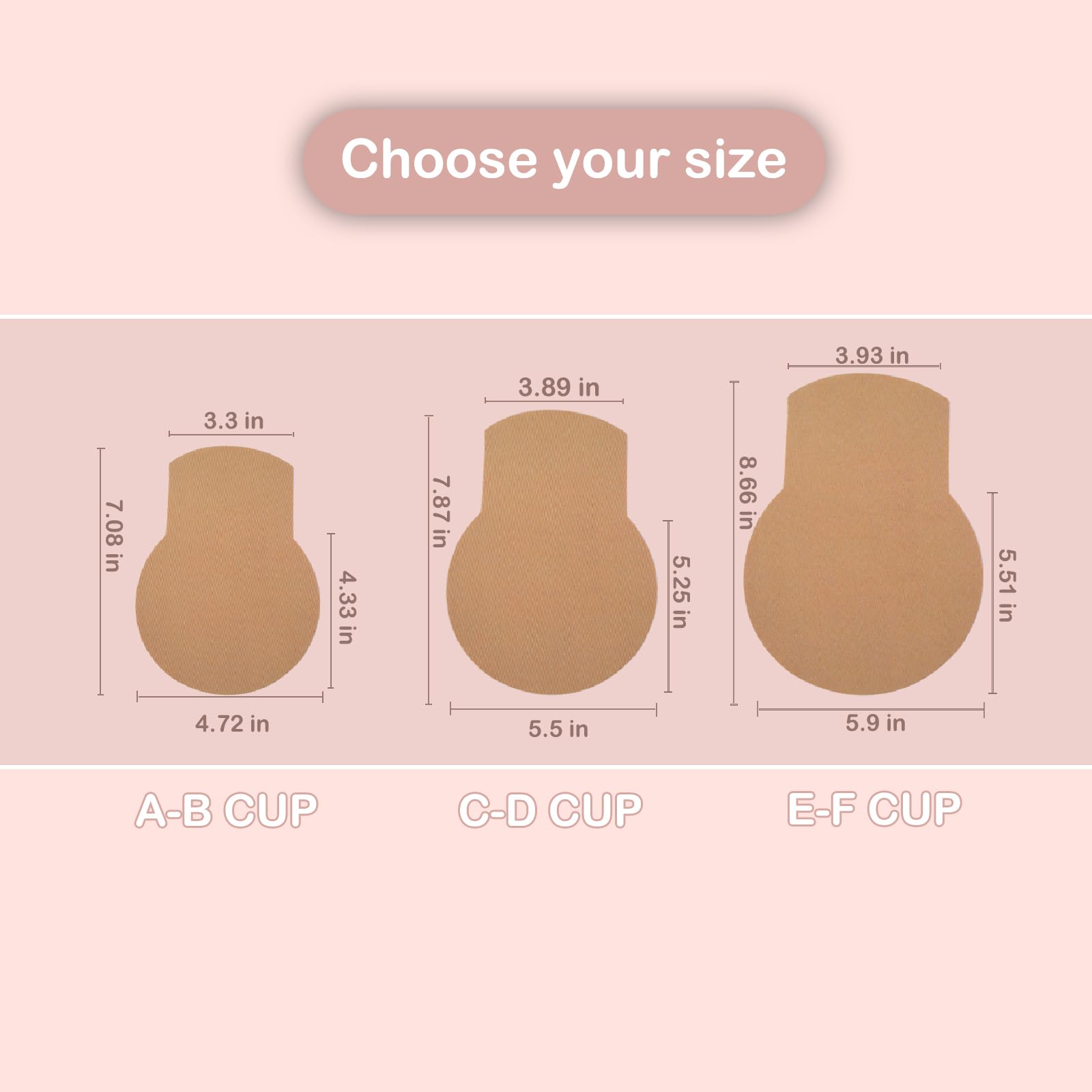 2 Paar Push-Up Brust Tape für Große Körbchen, Selbstklebend Rückenfrei Unsichtbar inkl. Nippelcover, Beige