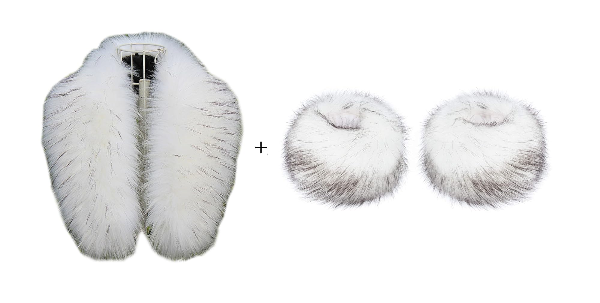 Modelshow Faux Fur Hood Trim Replacement Collar Detachable Scarf Wrap for Coat Sweater Jacket
