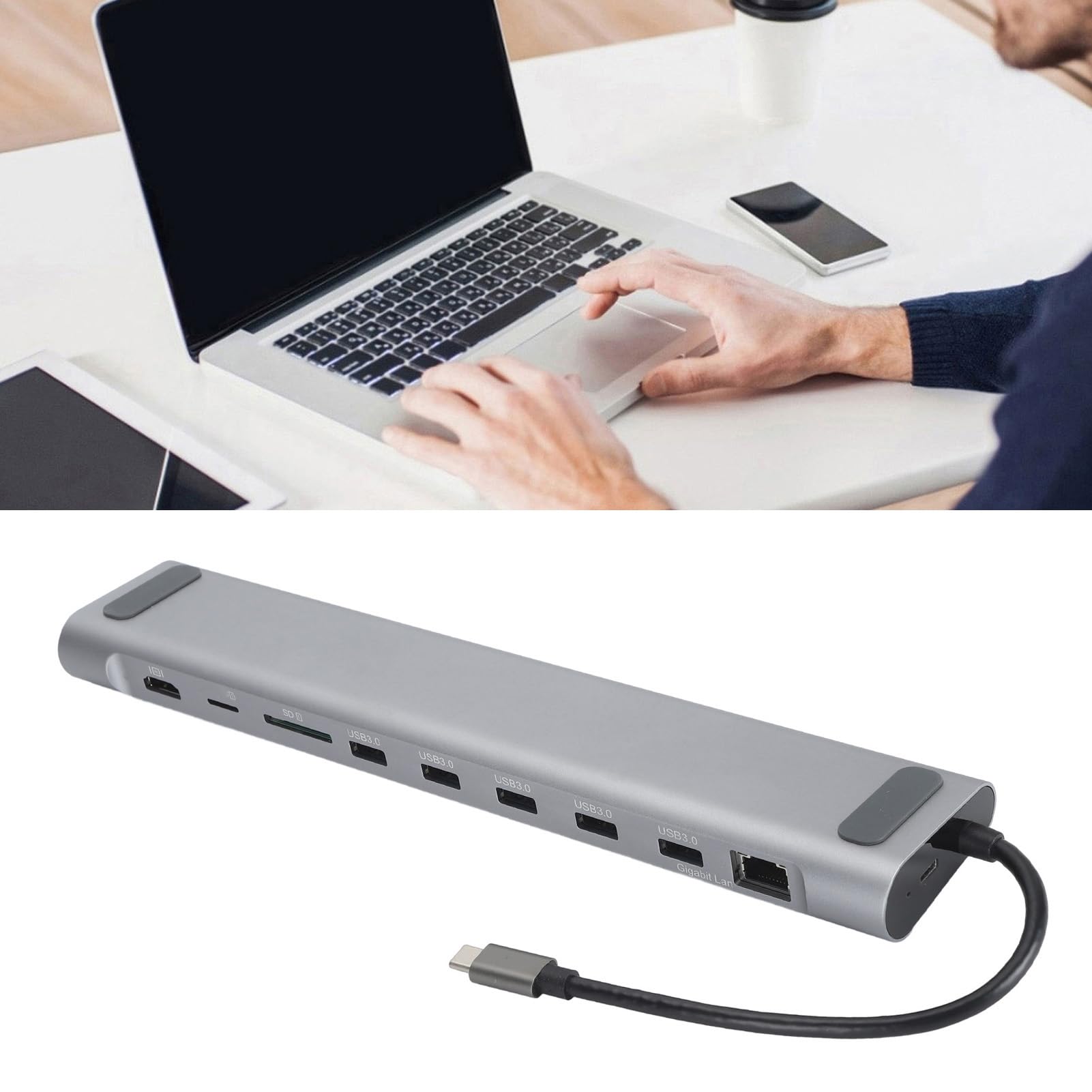 Adaptador Multipuerto 12 en 1 USB C Hub, Interfaz Multimedia 4K HD,