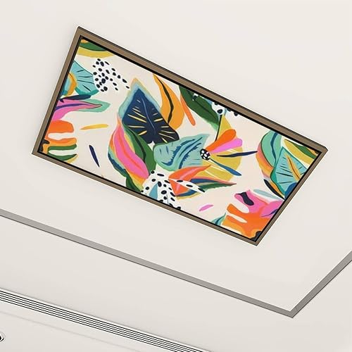 Cubiertas decorativas fluorescentes para luces de techo, paquete de 4 unidades, moderno, exótico, floral, selva, collage contemporáneo, sin