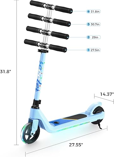 Miniatura 25 de Patinete eléctrico para niños de 6 a 10 años, Kick-Start Boost Scooter con velocidad y altura ajustables, rueda de flash y luces de cubierta Negro