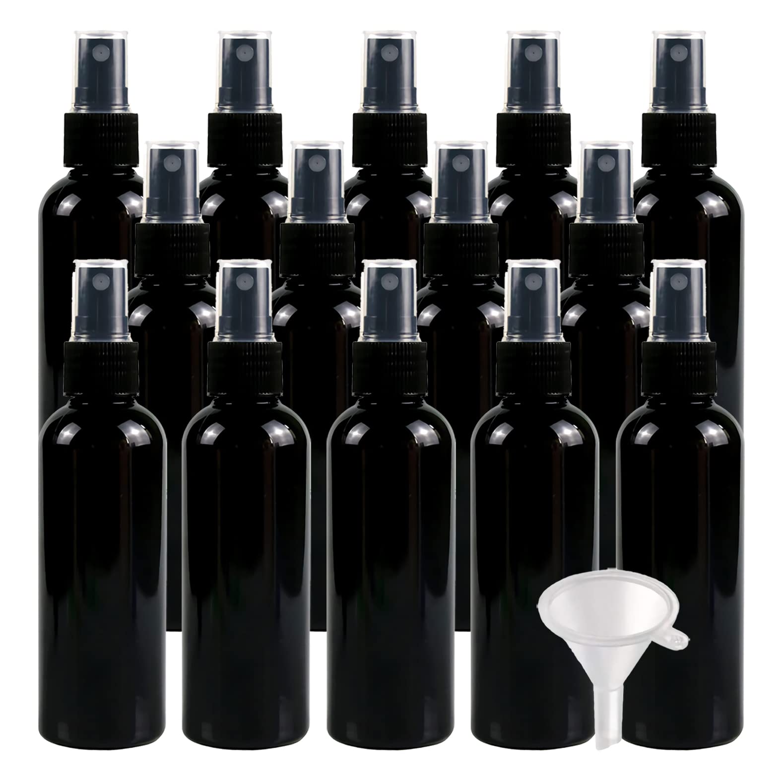 100 Stück Leer 100ml Schwarz Plastik PET Sprühflasche Reise Zerstäuber mit Schwarz Sprühkopf, Klein Feinen Nebel Parfümzerstäuber Reiseflaschen mit 4X Trichter
