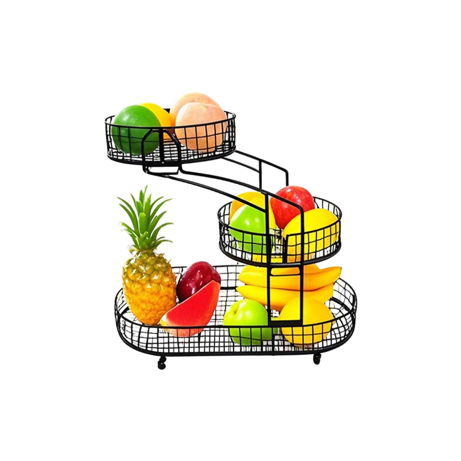 Alloneslife Black Nordic Iron 3 Tiers Serving Tray Removable Trays Fruit Display Stand For Kitchens Counter Decoration Nonslip