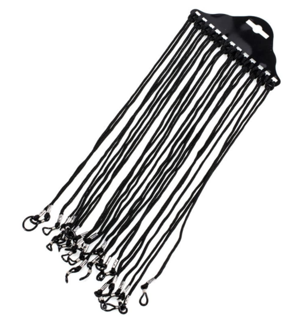 LATRAT 12 unidades cadenas de gafas de sol de nailon correas de gafas de sol correas soporte ajustable cordón soporte para gafas correas soporte para mujeres hombres, Negro , M