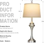 RINWEEY 30" Silver Table Lamps Set of 2, 3 Way Touch Control Living Room Lamp with USB A+C Ports, Modern Brushed Nickel Bedroom Lamps, Tall Metal Bedside Lamp for Nightstand Desk Side Table Office